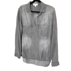 Anthropologie Cloth & Stone faded grey half button down shirt, super soft
